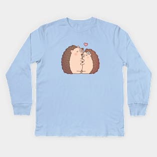 Cute Hugging Hedgehogs In Love Kids Long Sleeve T-Shirt